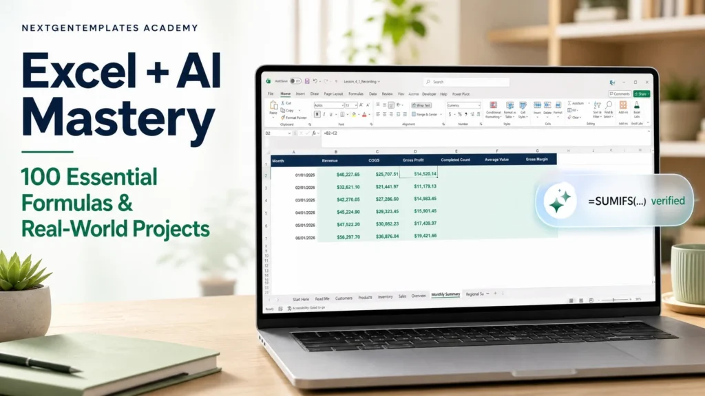 Excel + AI Mastery: 100 Essential Formulas and Real-World Projects